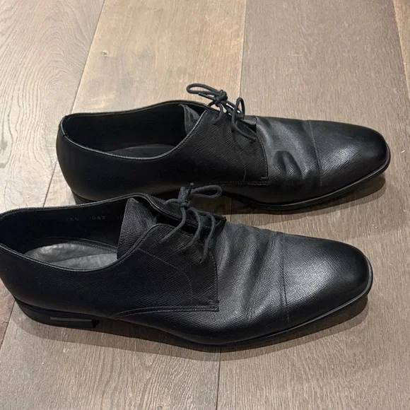 Prada Classic Black Leather Derbys